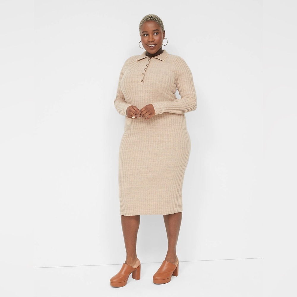 Lane Bryant Ginger Henley Long-Sleeve Sweater Dress - New - Size 26/28